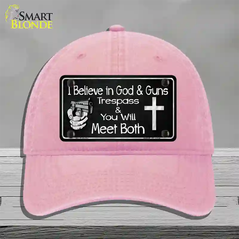 God And Guns Novelty License Plate Hat Unconstructed Cotton / Pink