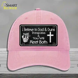 God And Guns Novelty License Plate Hat Unconstructed Cotton / Pink