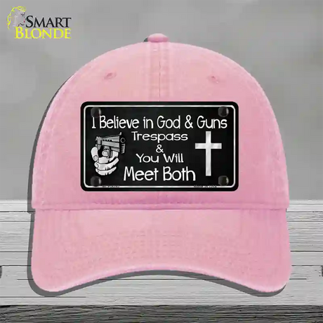 God And Guns Novelty License Plate Hat Unconstructed Cotton / Pink