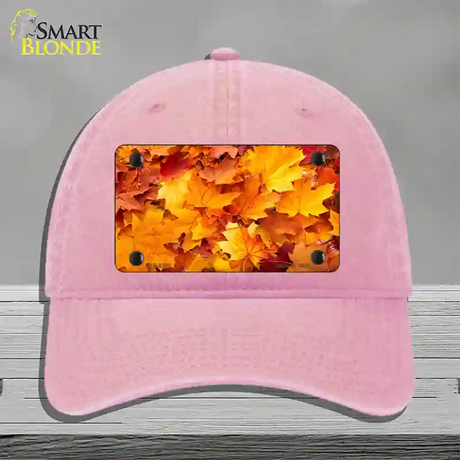 Fall Leaves Novelty License Plate Hat Unconstructed Cotton / Pink