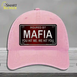 Insured By Mafia Novelty License Plate Hat Unconstructed Cotton / Pink