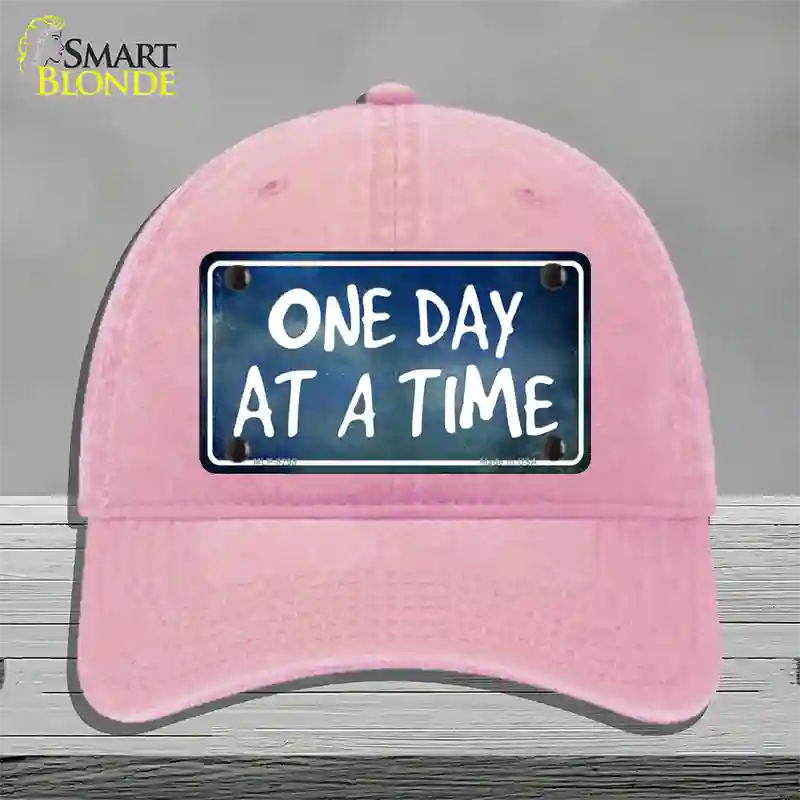 One Day At A Time Novelty License Plate Hat Unconstructed Cotton / Pink