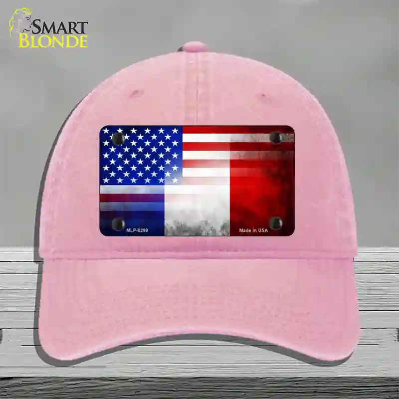 United States France Flag Fade Novelty License Plate Hat Unconstructed Cotton / Pink