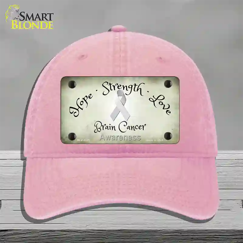 Brain Cancer Ribbon Novelty License Plate Hat Unconstructed Cotton / Pink