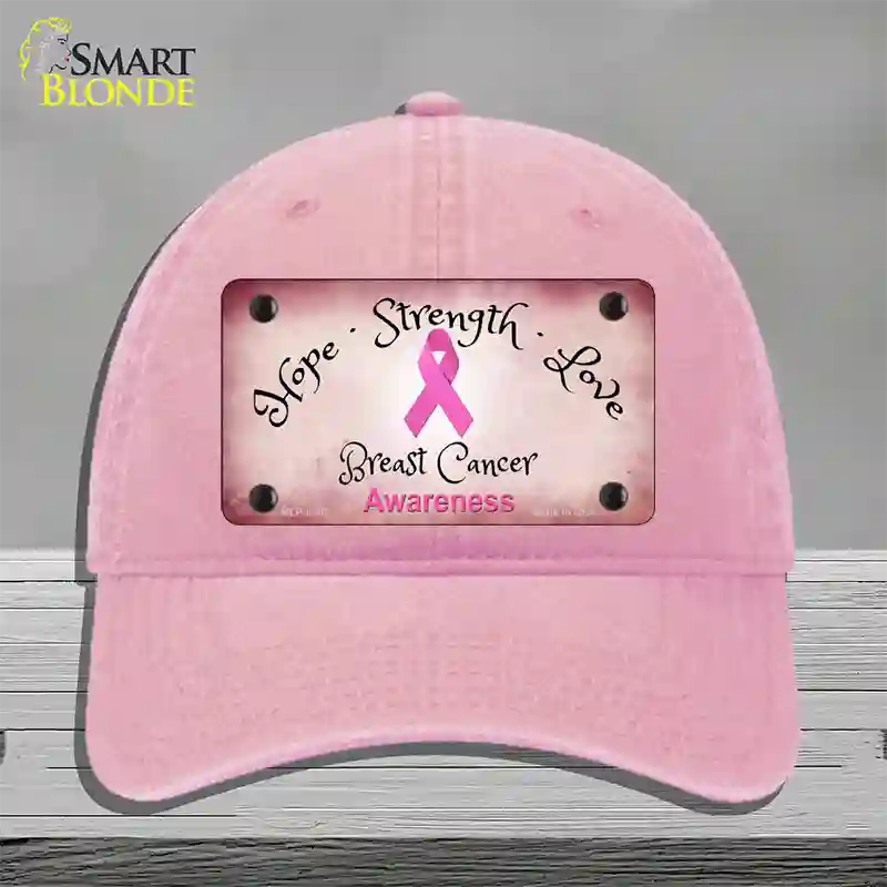 Breast Cancer Ribbon Pink Novelty License Plate Hat Unconstructed Cotton / Pink