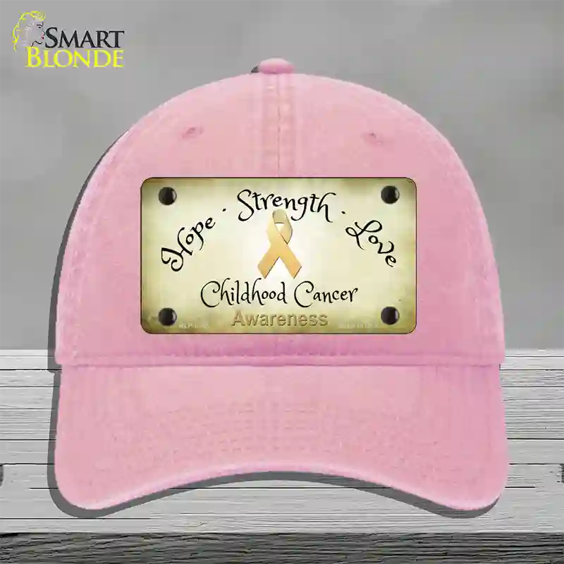 Childhood Cancer Ribbon Novelty License Plate Hat Unconstructed Cotton / Pink