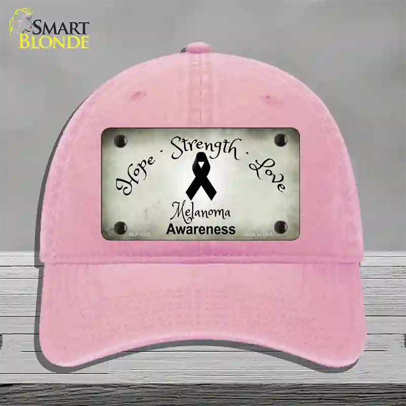 Melanoma Cancer Ribbon Novelty License Plate Hat Unconstructed Cotton / Pink