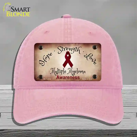 Multiple Myeloma Cancer Ribbon Novelty License Plate Hat Unconstructed Cotton / Pink