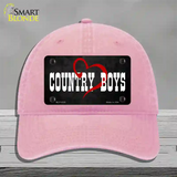 Country Boys Novelty License Plate Hat Unconstructed Cotton / Pink