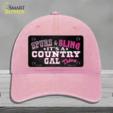 Spurs and Bling Novelty License Plate Hat Unconstructed Cotton / Pink