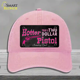 Two Dollar Pistol Novelty License Plate Hat Unconstructed Cotton / Pink