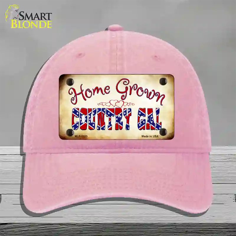 Home Grown Country Gal Novelty License Plate Hat Unconstructed Cotton / Pink