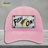 Fish On Novelty License Plate Hat Unconstructed Cotton / Pink