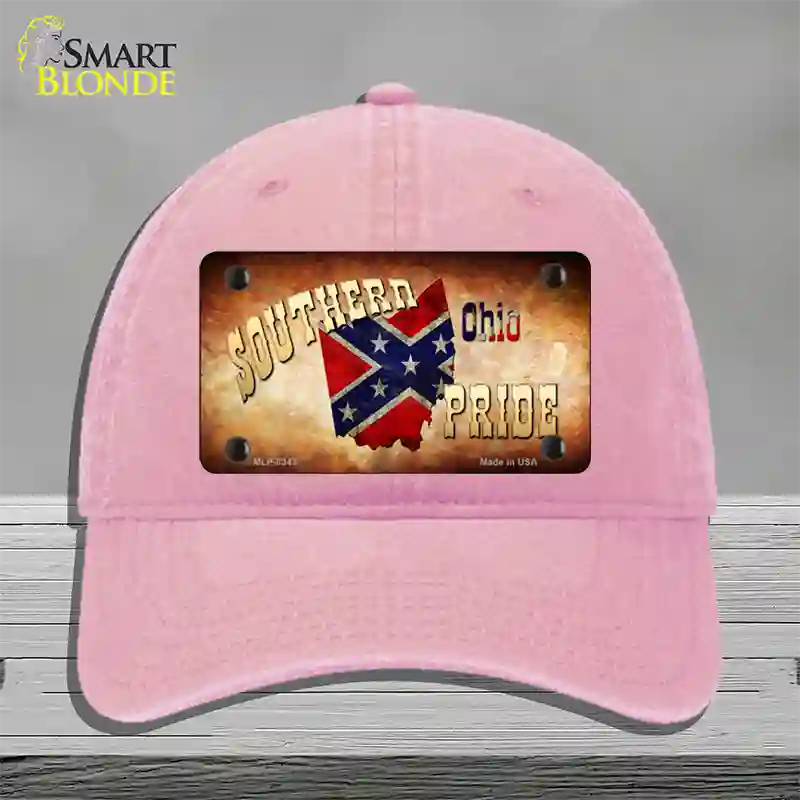 Southern Pride Ohio Novelty License Plate Hat Unconstructed Cotton / Pink