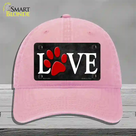 Love Paw Novelty License Plate Hat Unconstructed Cotton / Pink