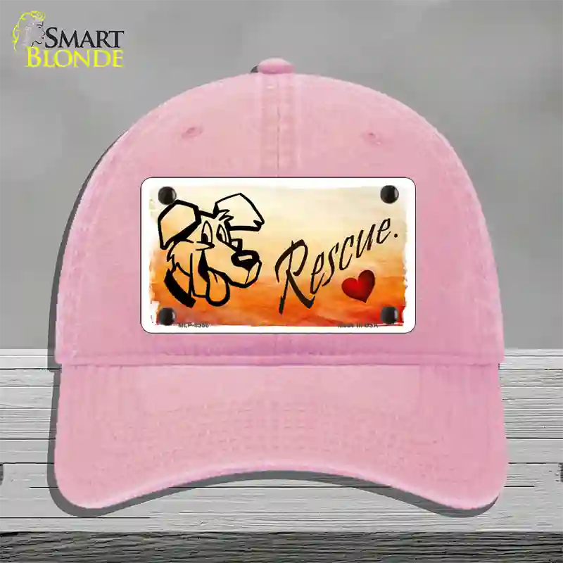 Rescue Dog Novelty License Plate Hat Unconstructed Cotton / Pink