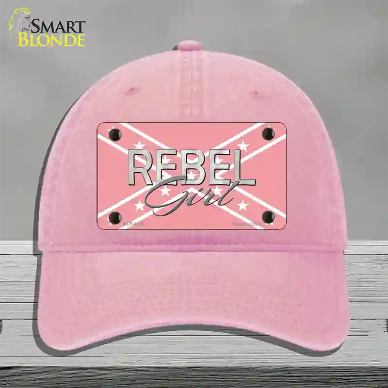 Rebel Girl Pink Novelty License Plate Hat Unconstructed Cotton / Pink