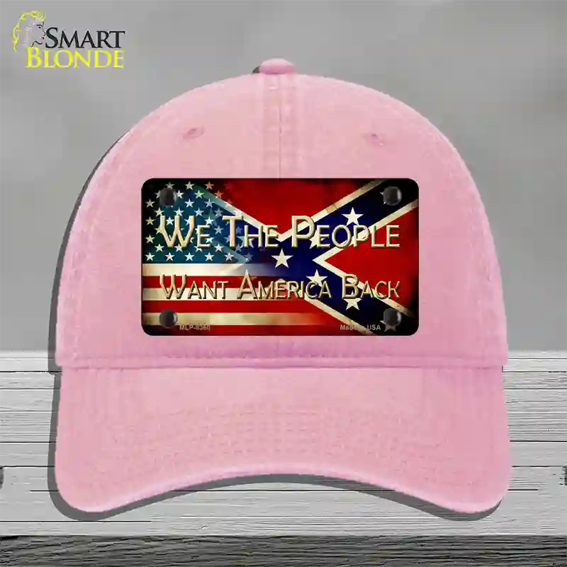 We The People American Confederate Novelty License Plate Hat Unconstructed Cotton / Pink