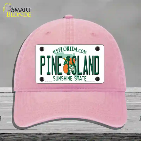 Pine Island Novelty License Plate Hat Unconstructed Cotton / Pink