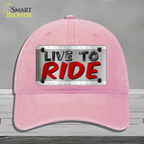 Live To Ride Shiny Novelty License Plate Hat Unconstructed Cotton / Pink