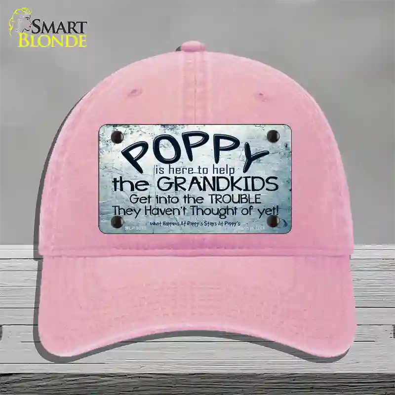 Poppy Is Here To Help Novelty License Plate Hat Unconstructed Cotton / Pink