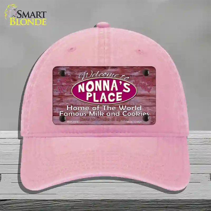 Nonnas Place Novelty License Plate Hat Unconstructed Cotton / Pink