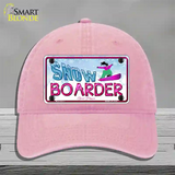 Snow Boarder Girl Novelty License Plate Hat Unconstructed Cotton / Pink