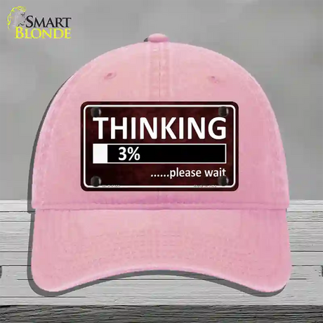 Thinking Please Wait Novelty License Plate Hat Unconstructed Cotton / Pink