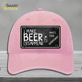 I Make Beer Disappear Novelty License Plate Hat Unconstructed Cotton / Pink