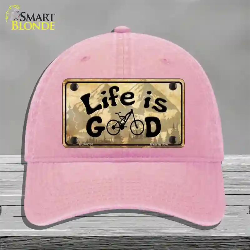 Life Is Good Novelty License Plate Hat Unconstructed Cotton / Pink