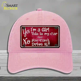 Yes Im A Girl Novelty License Plate Hat Unconstructed Cotton / Pink