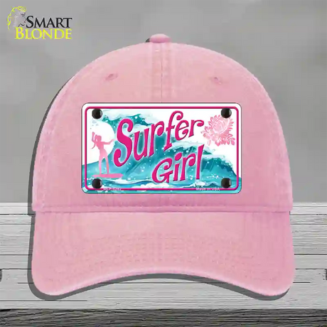 Surfer Girl Novelty License Plate Hat Unconstructed Cotton / Pink