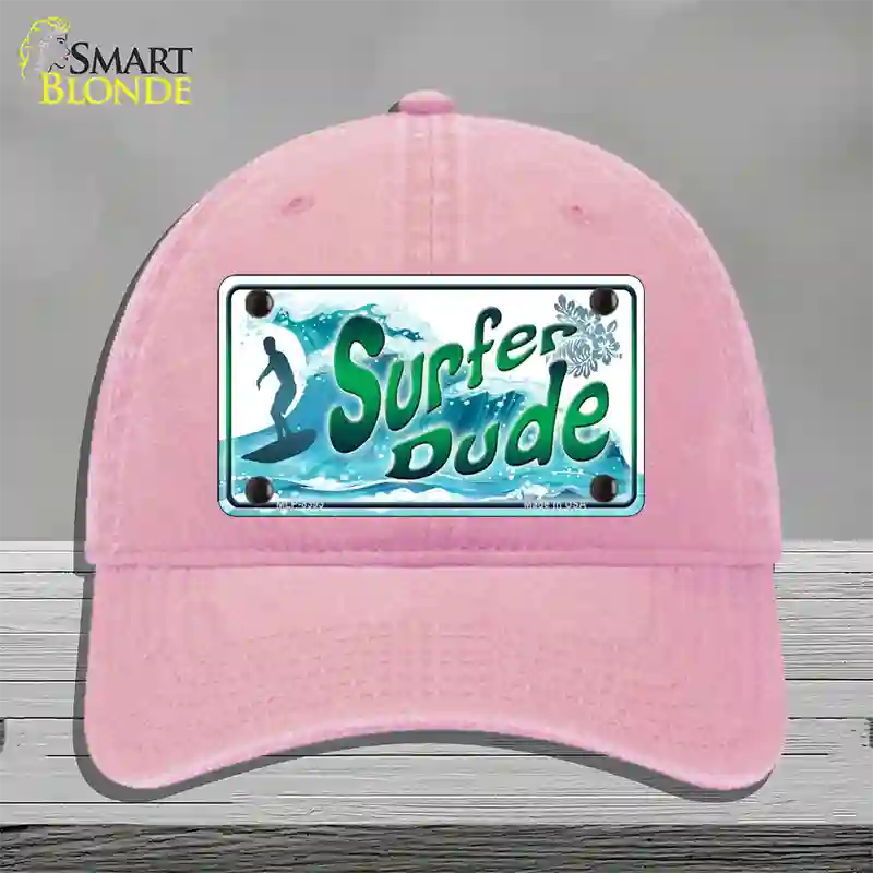 Surfer Dude Novelty License Plate Hat Unconstructed Cotton / Pink