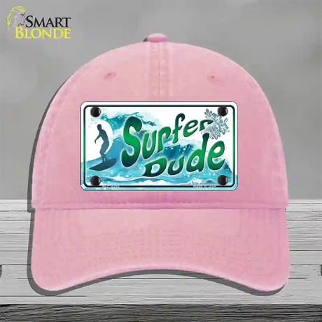 Surfer Dude Novelty License Plate Hat Unconstructed Cotton / Pink