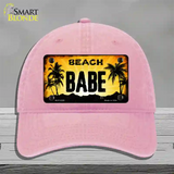 Beach Babe Novelty License Plate Hat Unconstructed Cotton / Pink