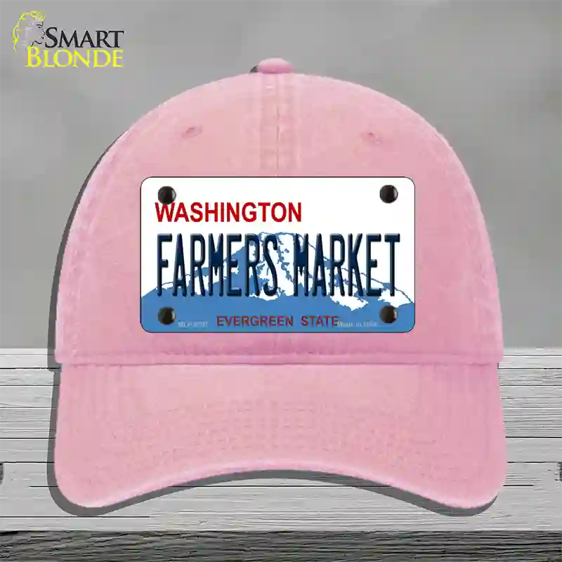 Farmers Market Washington Novelty License Plate Hat Unconstructed Cotton / Pink