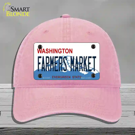 Farmers Market Washington Novelty License Plate Hat Unconstructed Cotton / Pink