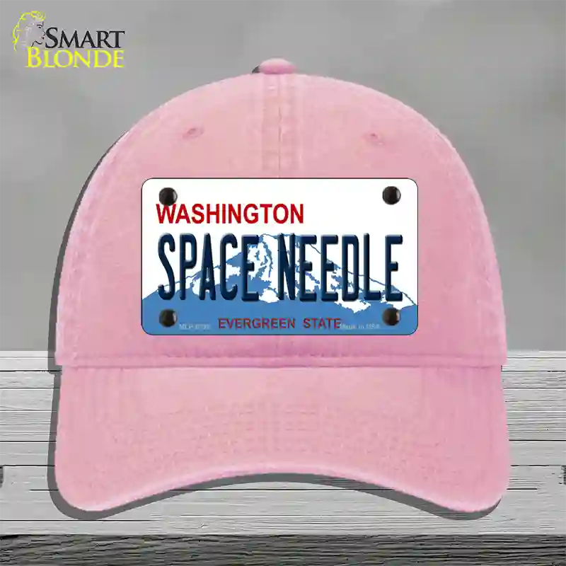 Space Needle Washington Novelty License Plate Hat Unconstructed Cotton / Pink