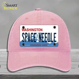 Space Needle Washington Novelty License Plate Hat Unconstructed Cotton / Pink