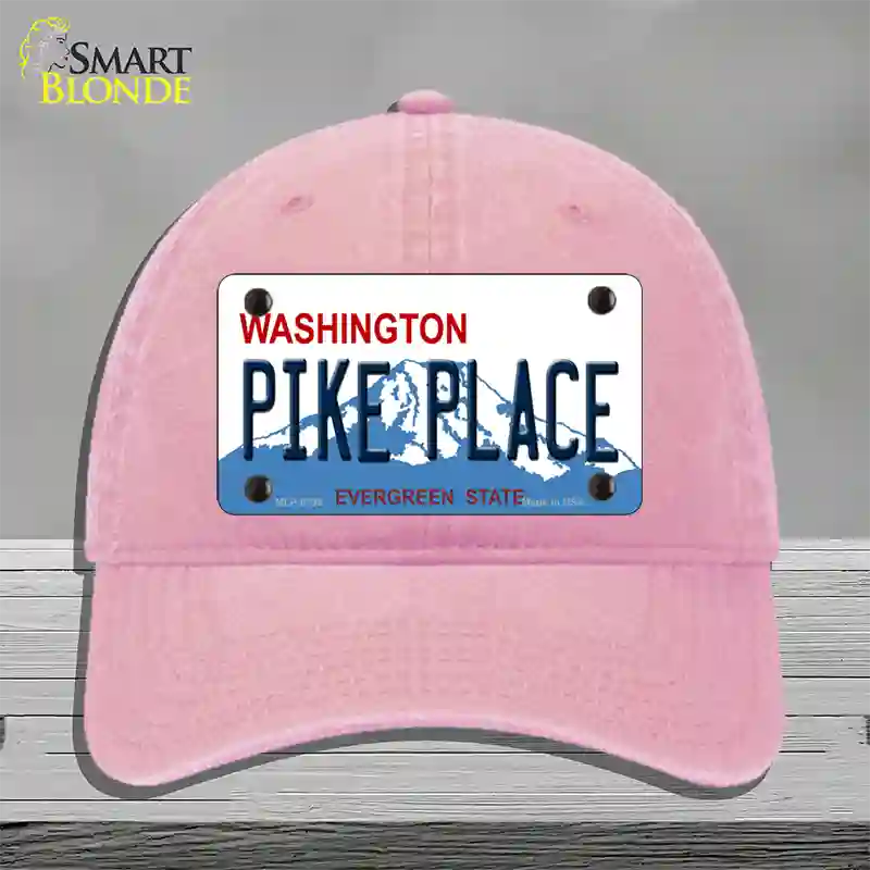 Pike Place Washington Novelty License Plate Hat Unconstructed Cotton / Pink