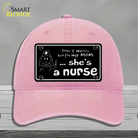 Dont Mess With My Mom Novelty License Plate Hat Unconstructed Cotton / Pink