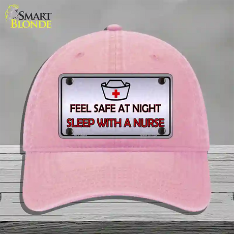 Feel Safe At Night Novelty License Plate Hat Unconstructed Cotton / Pink