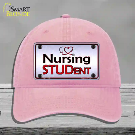 Nursing Student Novelty License Plate Hat Unconstructed Cotton / Pink