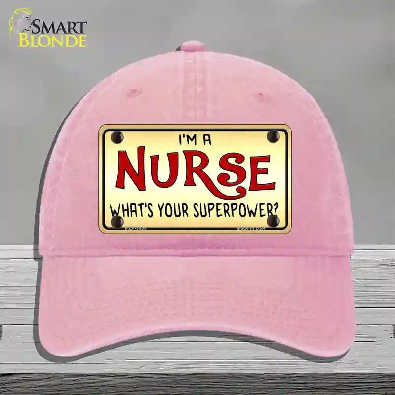 Im A Nurse Tan Novelty License Plate Hat Unconstructed Cotton / Pink