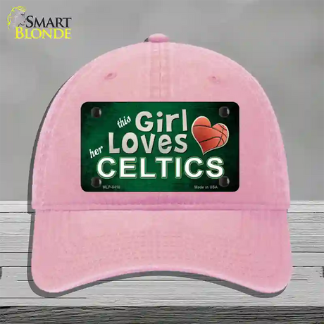 This Girl Loves Her Celtics Novelty License Plate Hat Unconstructed Cotton / Pink