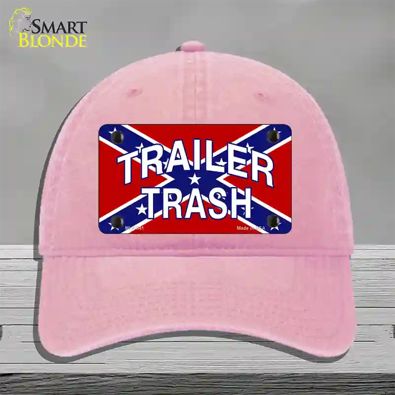 Trailer Trash Confederate Flag Novelty License Plate Hat Unconstructed Cotton / Pink