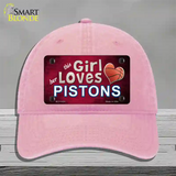 This Girl Loves Her Pistons Novelty License Plate Hat Unconstructed Cotton / Pink