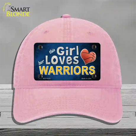 This Girl Loves Her Warriors Novelty License Plate Hat Unconstructed Cotton / Pink