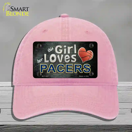 This Girl Loves Her Pacers Novelty License Plate Hat Unconstructed Cotton / Pink