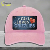 This Girl Loves Her Grizzlies Novelty License Plate Hat Unconstructed Cotton / Pink